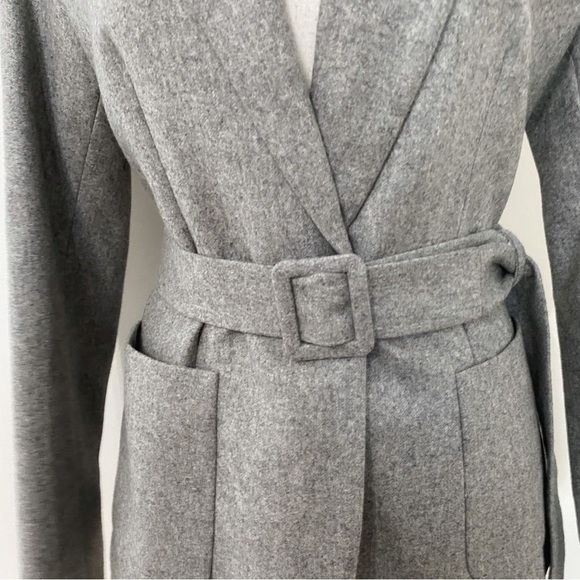 NWOT HARMONY PARIS GREY 100% WOOL BELTED SINGLE BUTTON CLOSURE BLAZER - Picture 7 of 14